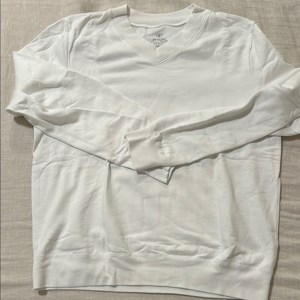 Save Khaki White V-Neck Sweater - Size Medium